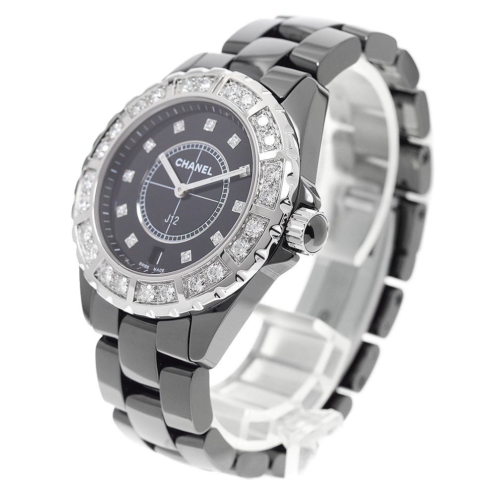 CHANEL J12 H2428 Black ceramic diamond bezel black Dial Quartz Men’s_957755