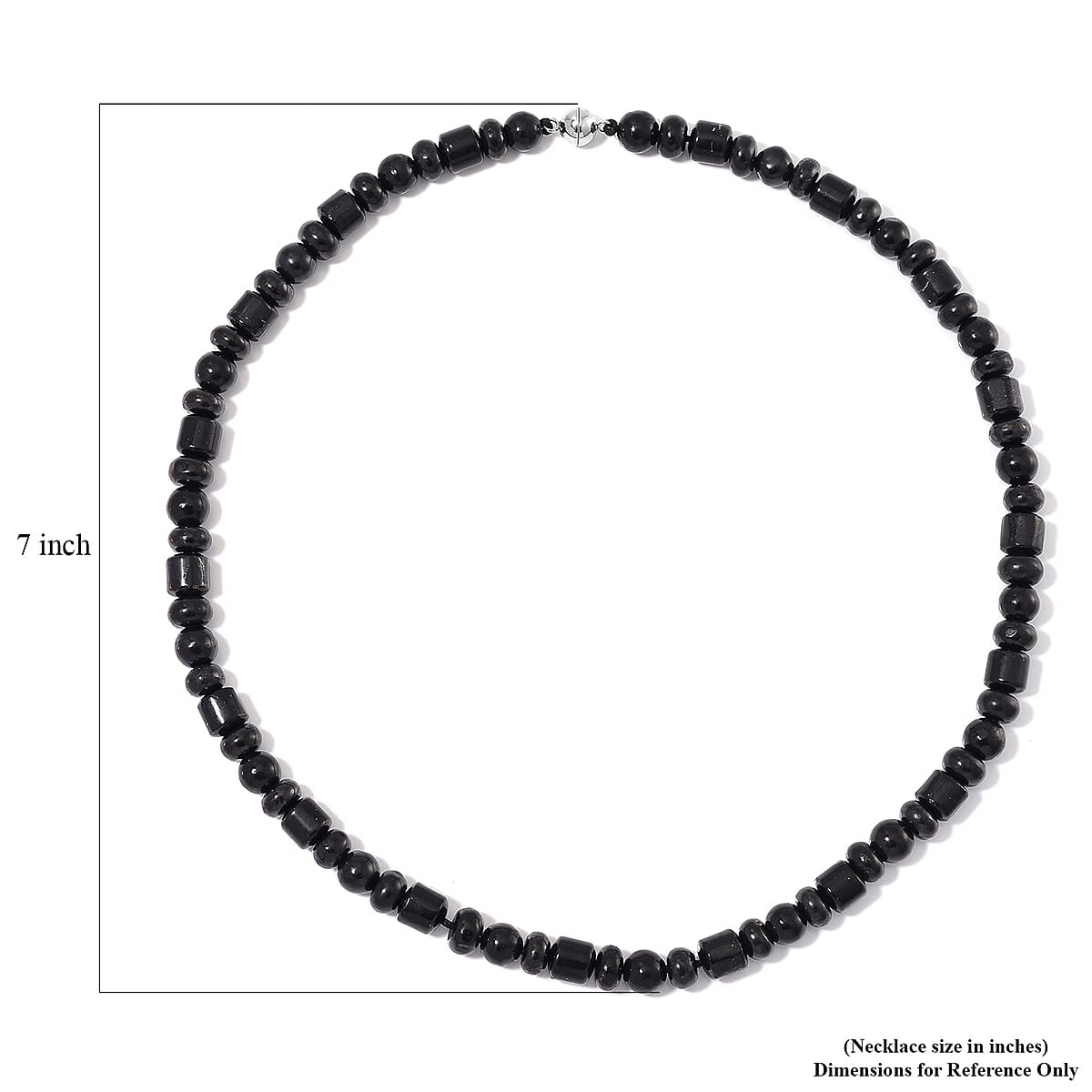 90.00ctw Shungite Fancy Beaded 20″ Necklace Rhodium Plated Magnetic Clasp