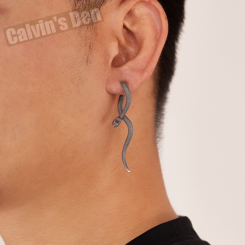 Stainless Steel Long Snake Earrings Great Details