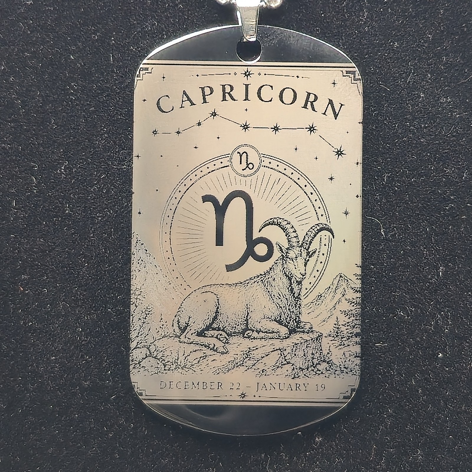 Capricorn 2 sided Zodiac Necklace with Astrological Horoscope Pendant