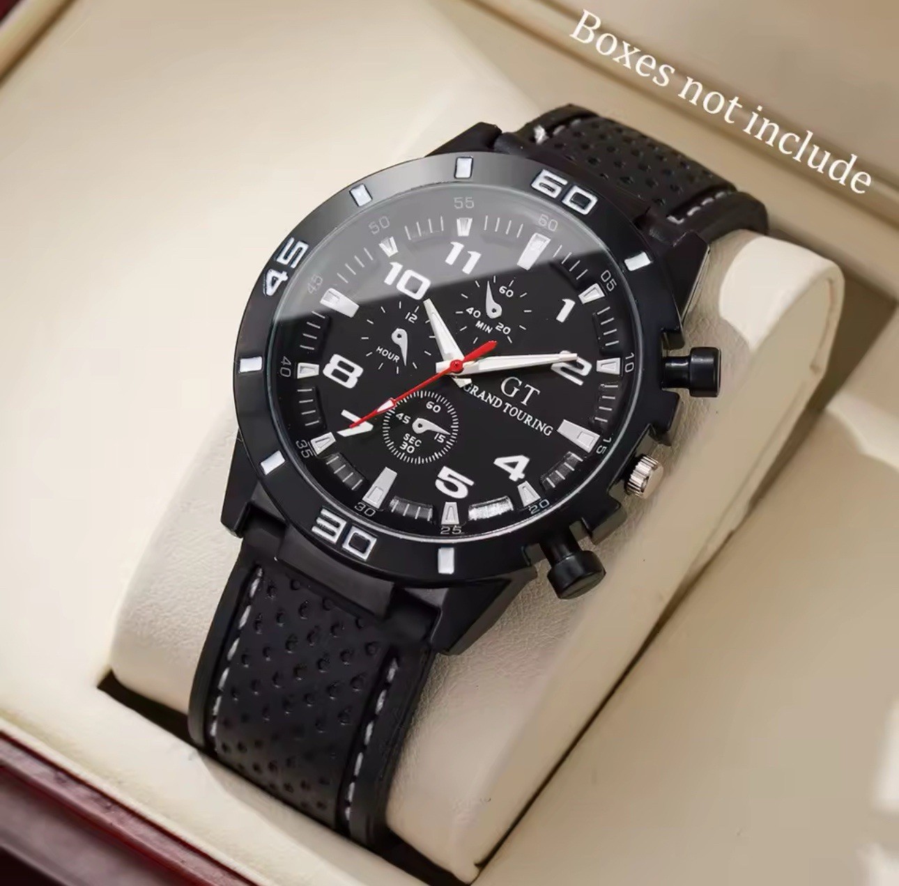 GT Grand Touring Men’s Quartz Chronograph Analog Watch Black Dial 44-47.9mm 3ATM