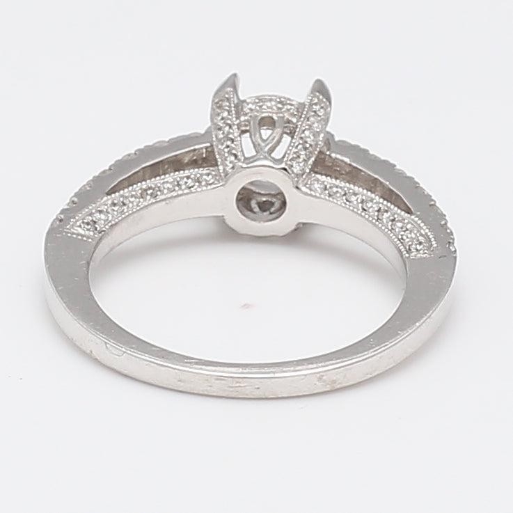 0.50 Carat Round Brilliant G VS1 Diamond 14k WG Semi Mount Ring