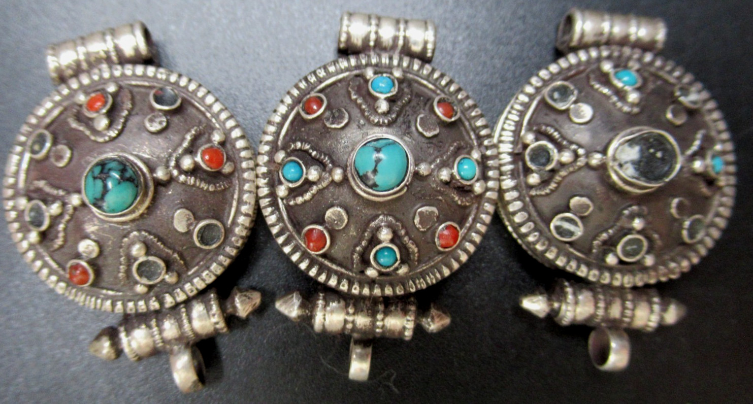 Great Lot of Sterling Silver Turquoise Coral Pill Box Pendants