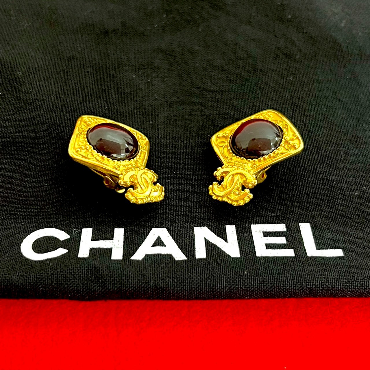 CHANEL COCO Mark Earring Gold Plated gold 10740