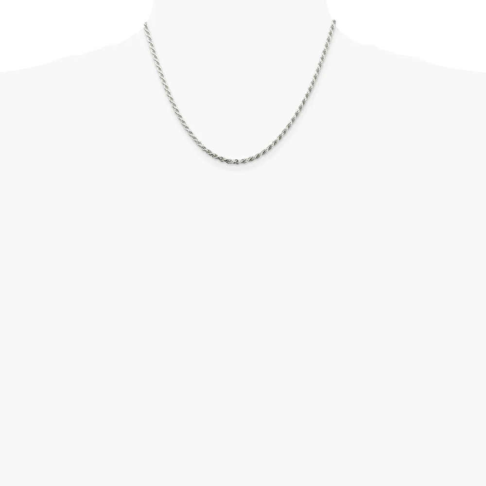 Sterling Silver 2.75mm Diamond-Cut Rope Chain Necklace 16″-36″