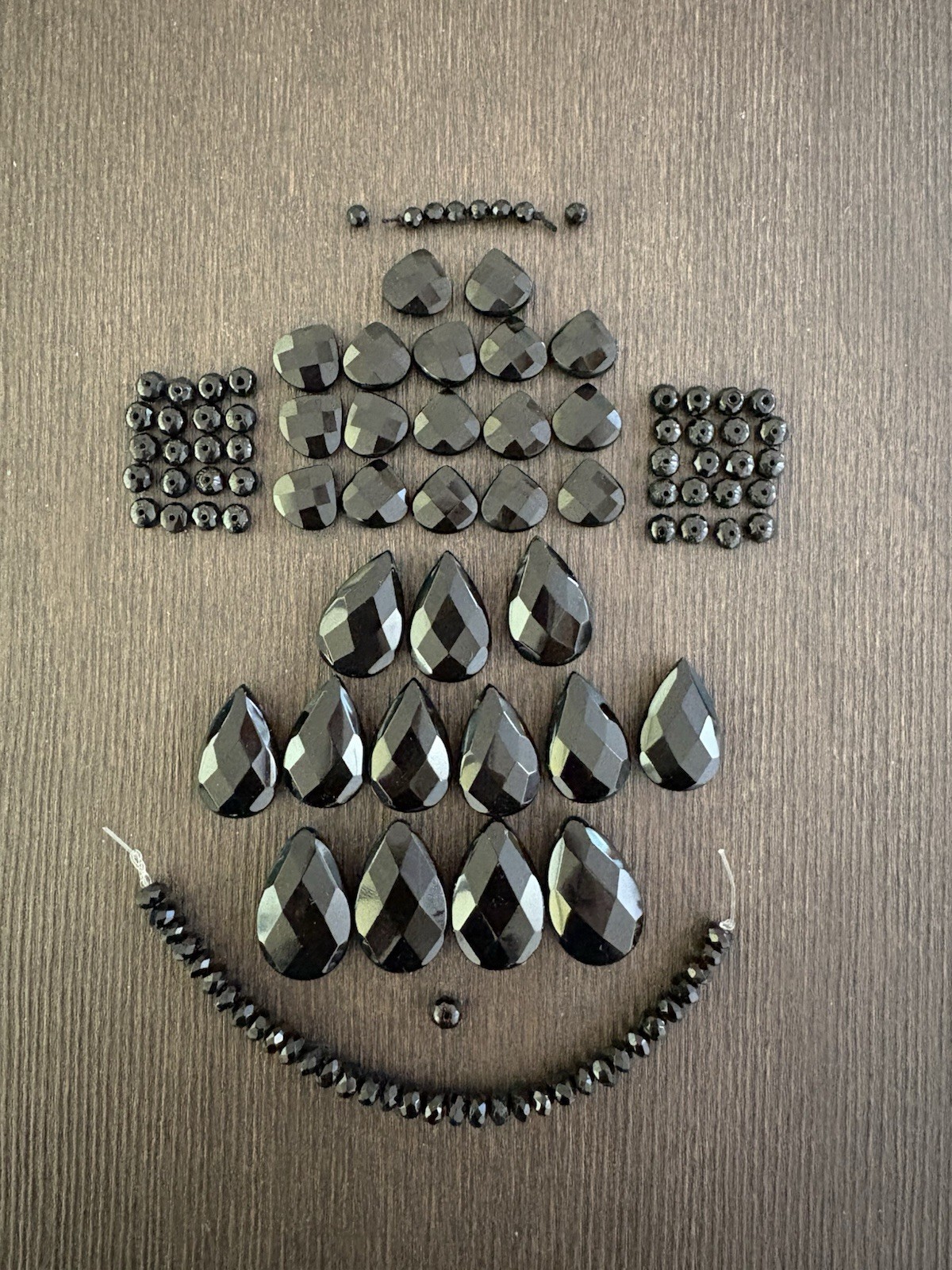 LOT of Mixed Black Onyx Stones Beads Drops Roundelle Faceted Read Info NOT Shiny