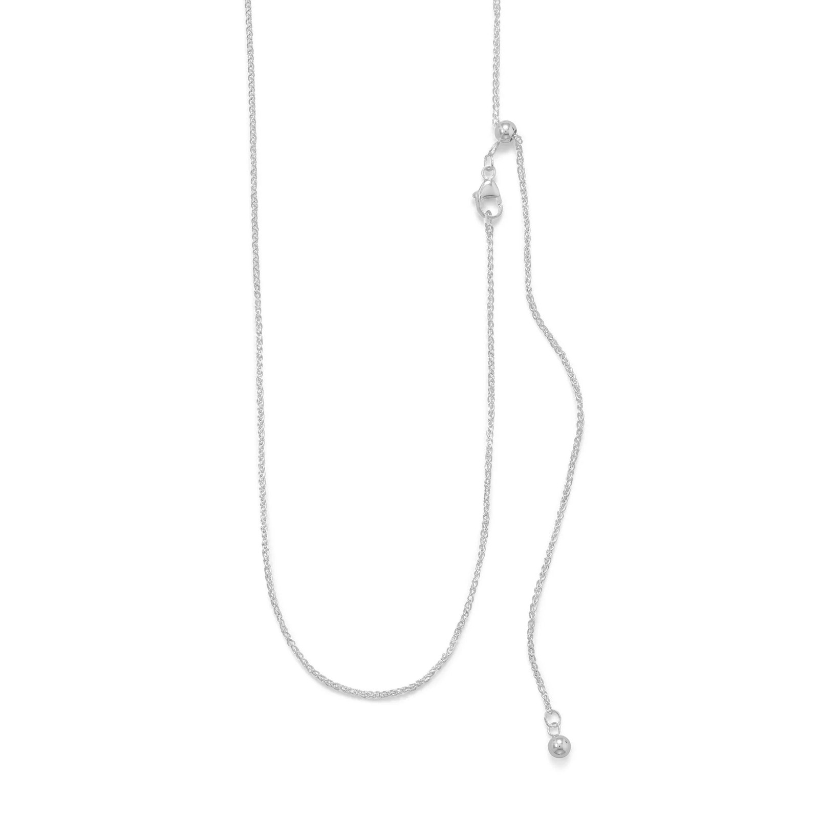 Adjustable French Wheat Chain 925 Sterling Silver 1.1mm Up To 22 Inch USA