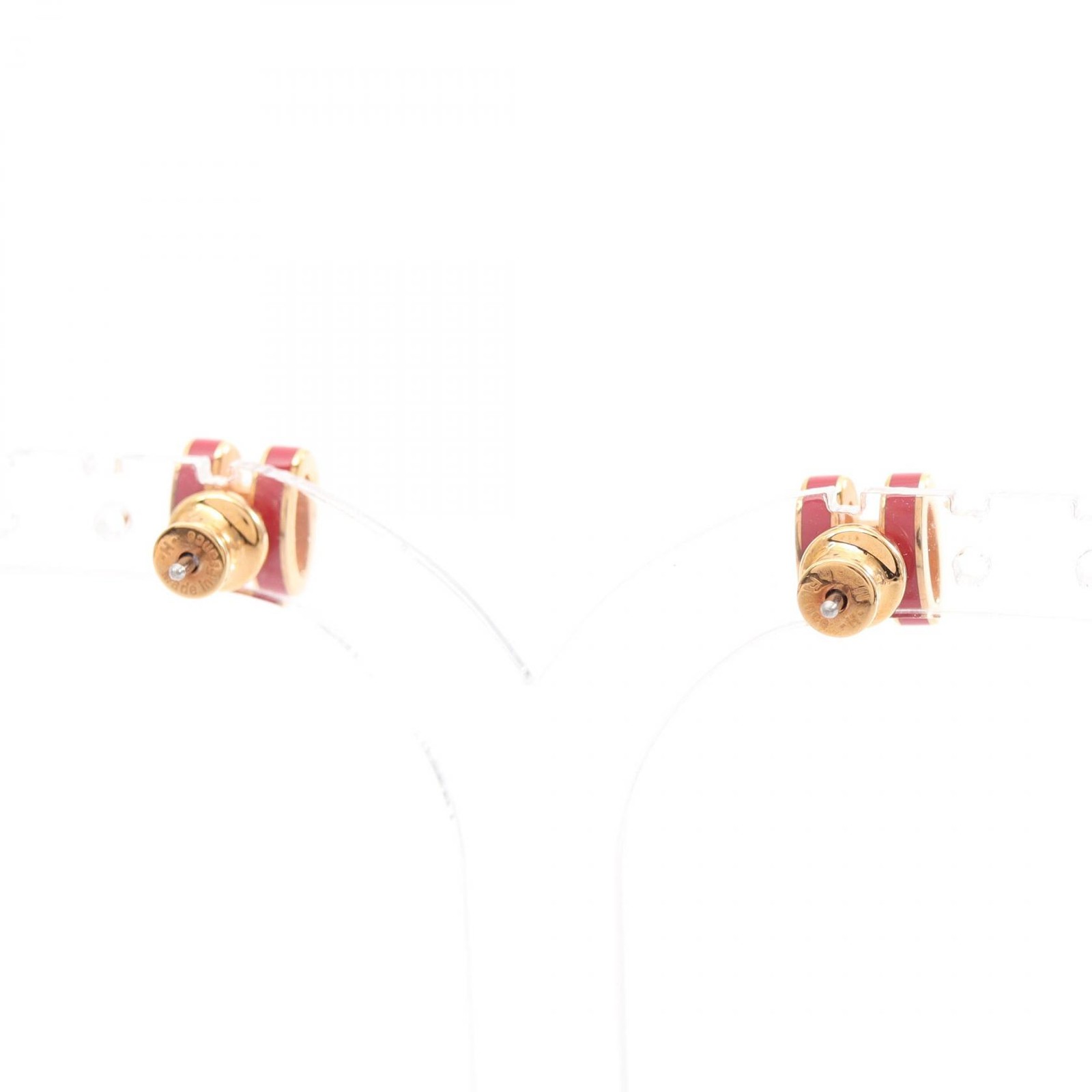 HERMES MINI POP H Pierced earrings Gold Plated Pink Used Women