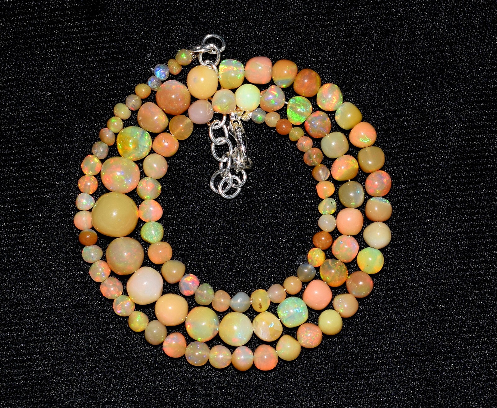16″Natural Ethiopian Opal Wello Fire Opal Gemstone Beads Necklace Jewelry F3887