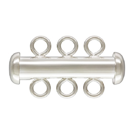 Sterling Silver .925 2 or 3 or 4 or 5 or 6 Strand Sliding Tube Clasp 1Pc or 5Pc