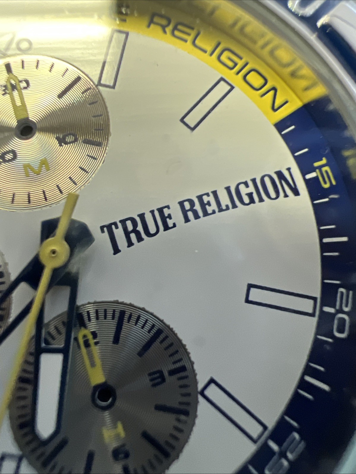 True Religion Men’s Chronograph Watch Stainless Steel White🎁Dial Quartz New Box