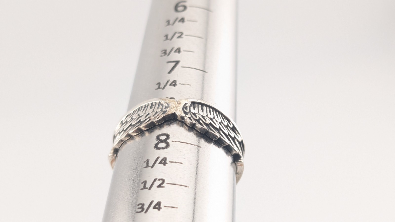 Vintage Sterling Silver Ring Angel Wings Biker Feather Band Size 7.5-7.75