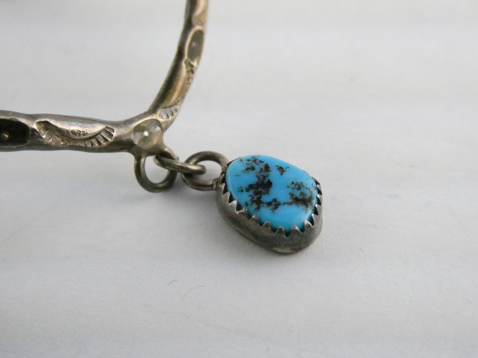 Southwestern Sterling Silver V Shape Turquoise Drop Design Cuff Bracelet 6.25 In