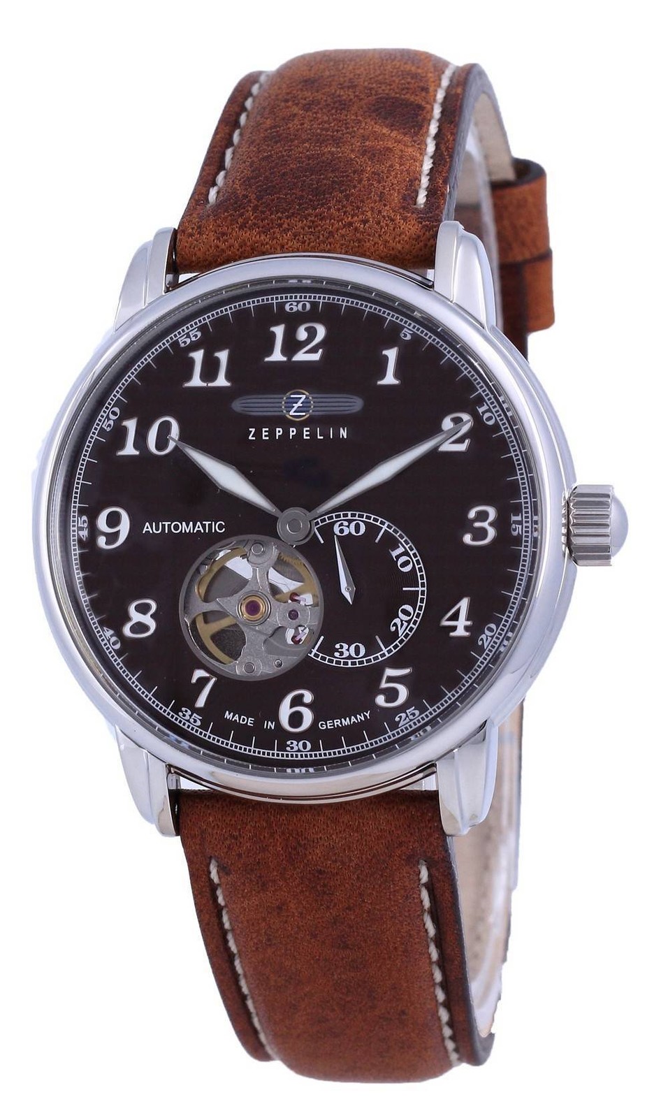 Zeppelin LZ127 Graf Open Heart Leather Brown Dial Automatic Z76664 Men’s Watch