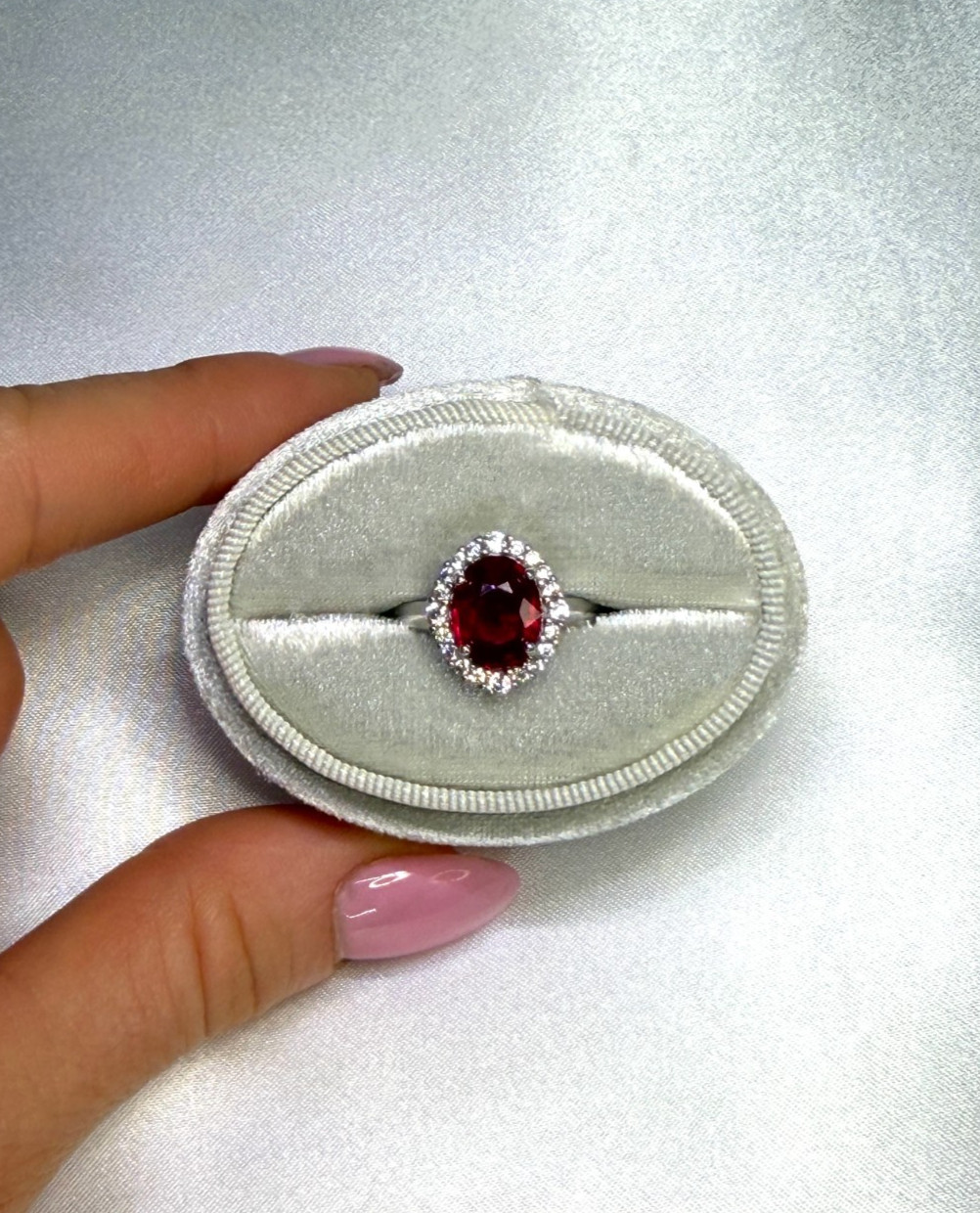3 Carat Natural Ruby Ring 8x10mm 925 Sterling Silver with Platinum Plating