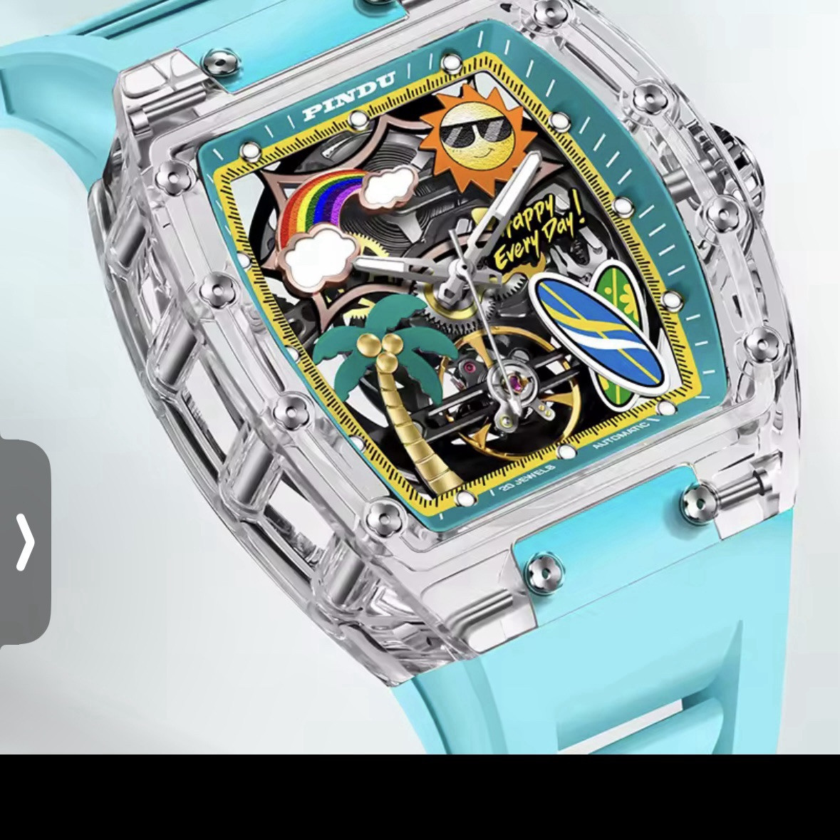 Pindu Watch Automatic Crystal Case Watch