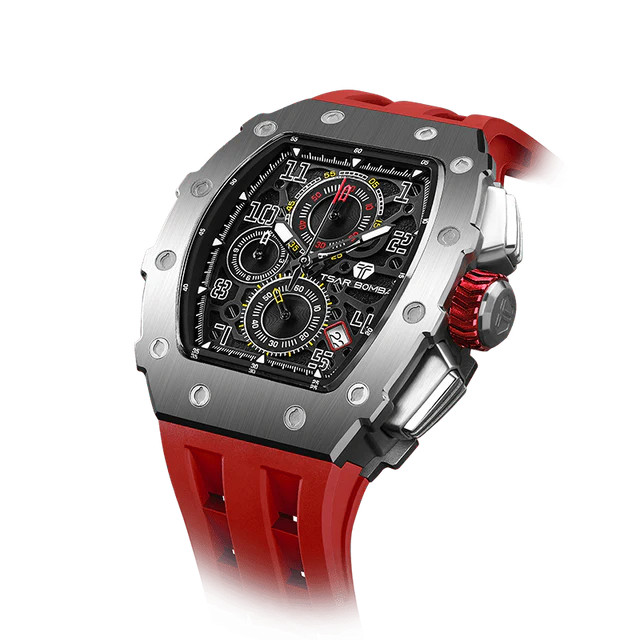 Tsar Bomba TB8204Q-33 Elemental Calendar Version Quartz Silver Red