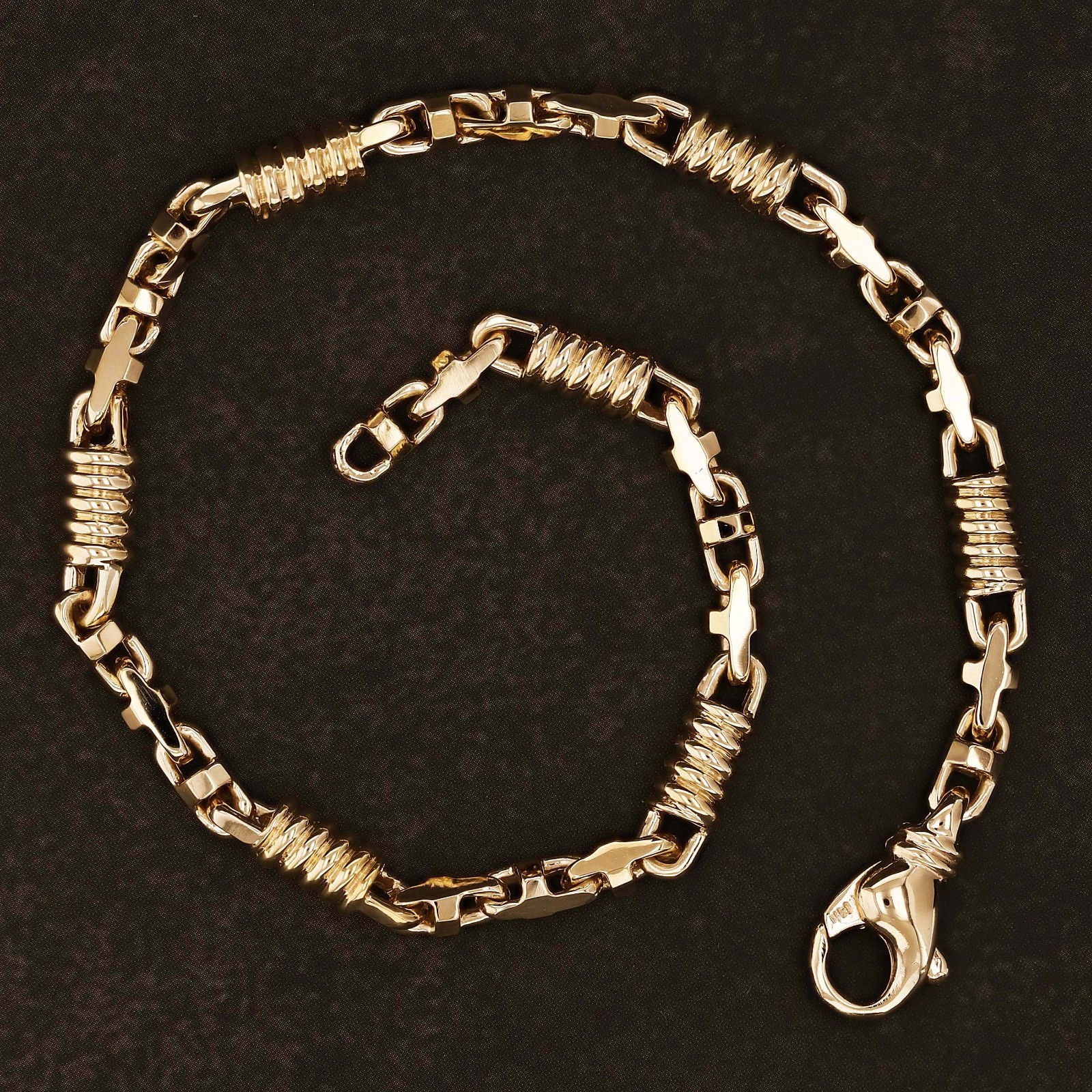 10k Yellow Gold Solid Handmade Spring Barrel & Oval Link Bracelet 8″ 5.4mm 16g