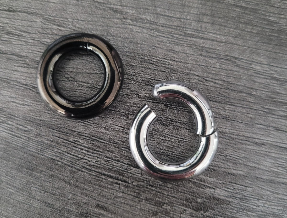 Silver Black Septum Clicker Rings Set Steel Big Gauges Stretched Nose Jewelry