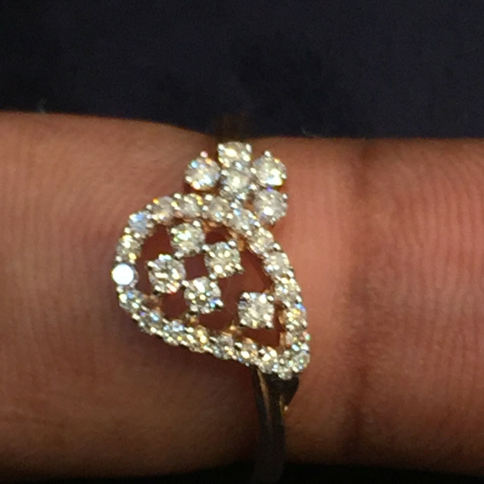 750 Stamped 18K Rose Gold 0.38 Cts Round Brilliant Cut Diamonds Anniversary Ring