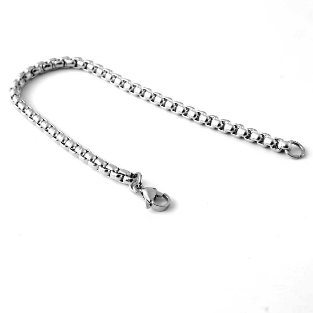 WHOLESALE 2-5mm Woman Man Stainless Steel Square Rolo Box Chain Bracelet Bangle