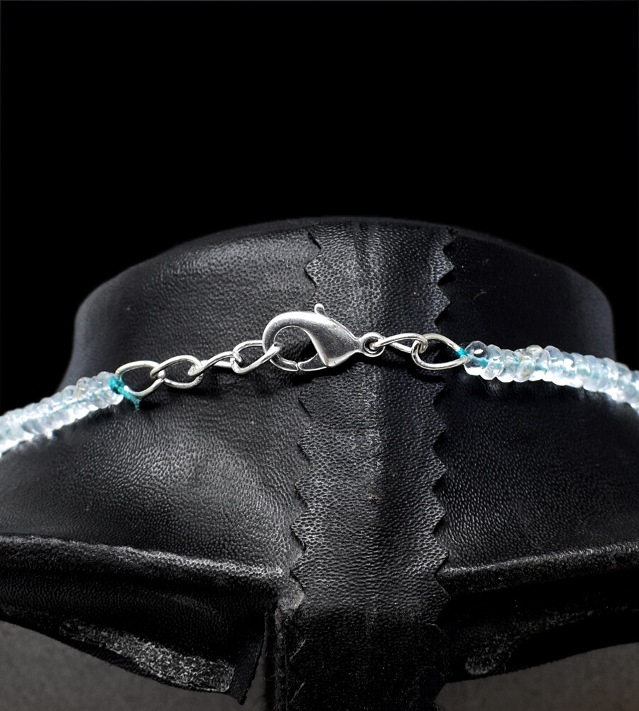 60.00 Cts Natural Blue Aquamarine Round Shape Untreated Beads Necklace NK 28E51