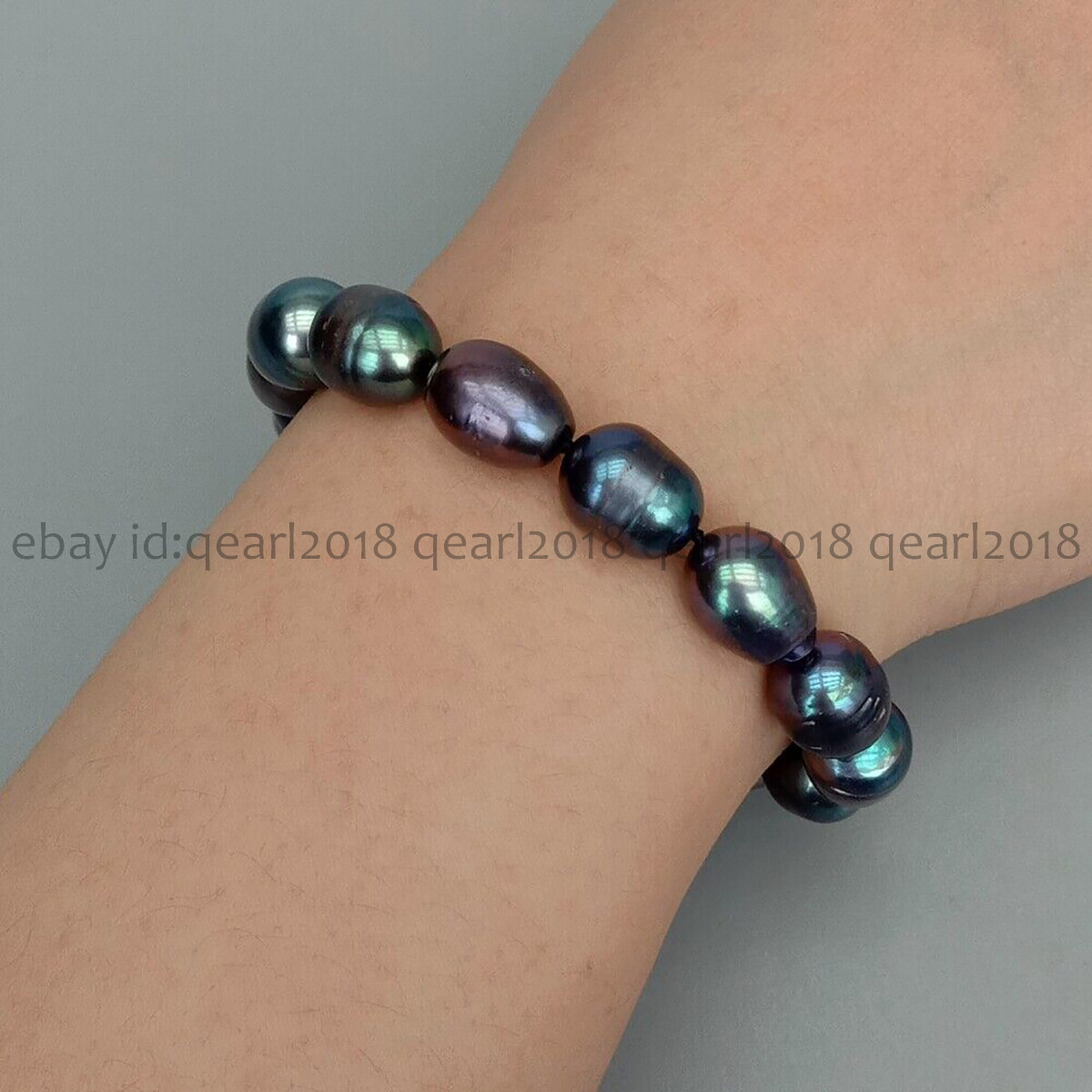 Natural White Black Gray Pink Purple Rice Cultured Pearl Beads Bracelet 7-8.5”