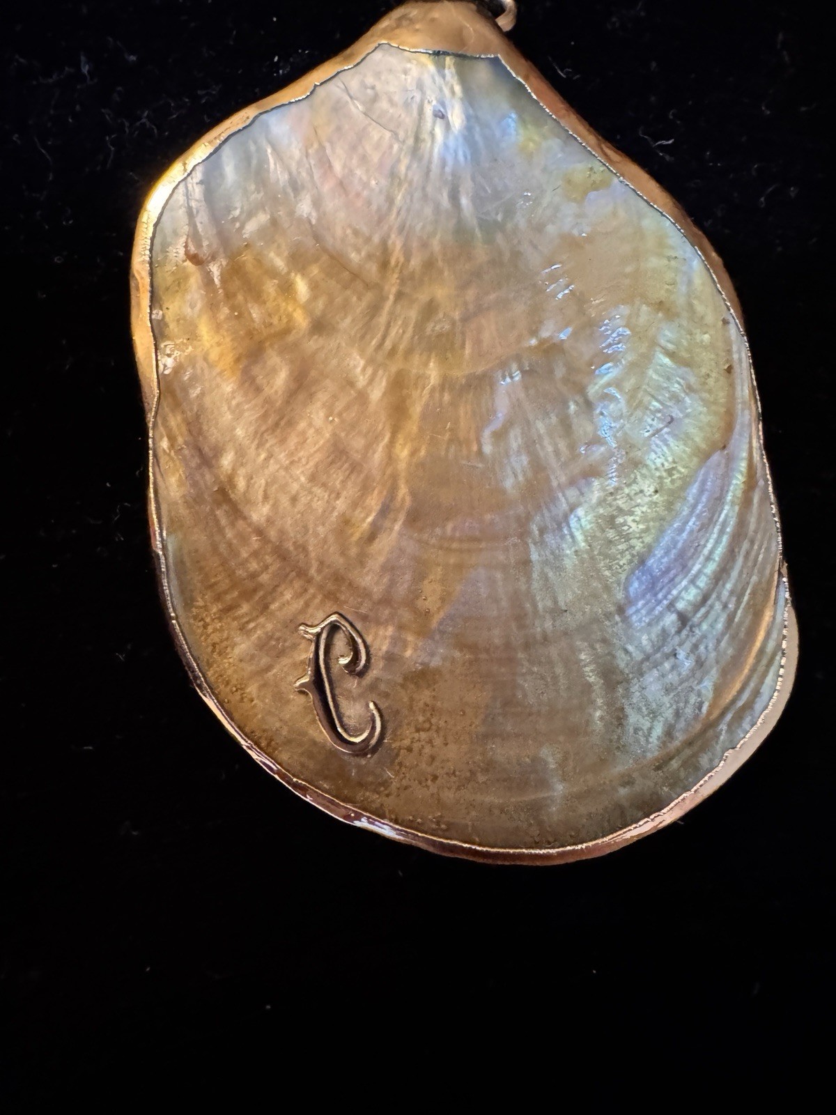 12k Gold Plated Rope Chain Necklace Beige Shell Pendant wrap with 10K gold
