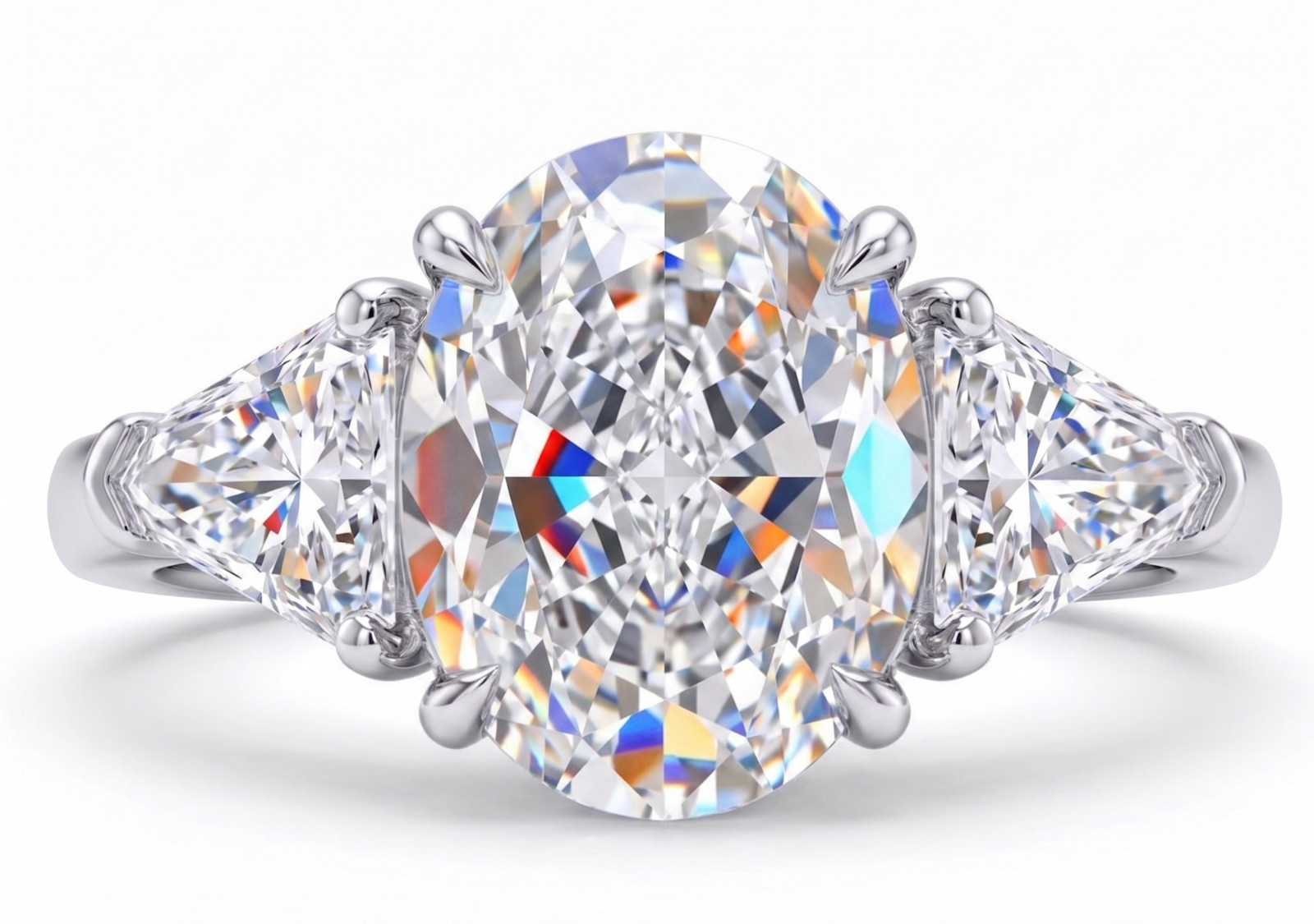 RARE 5.00 Ct Certified Oval Shape Natural White Diamond Ring White Gold Finish