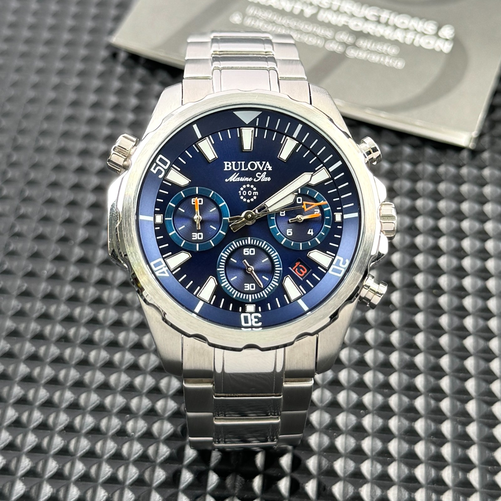 Bulova Marine Star Blue Dial 96B256 Quartz Men’s Watch 43.5mm