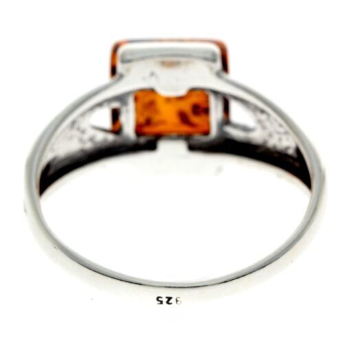 925 Sterling Silver & Baltic Amber Modern Designer Ring – 7027