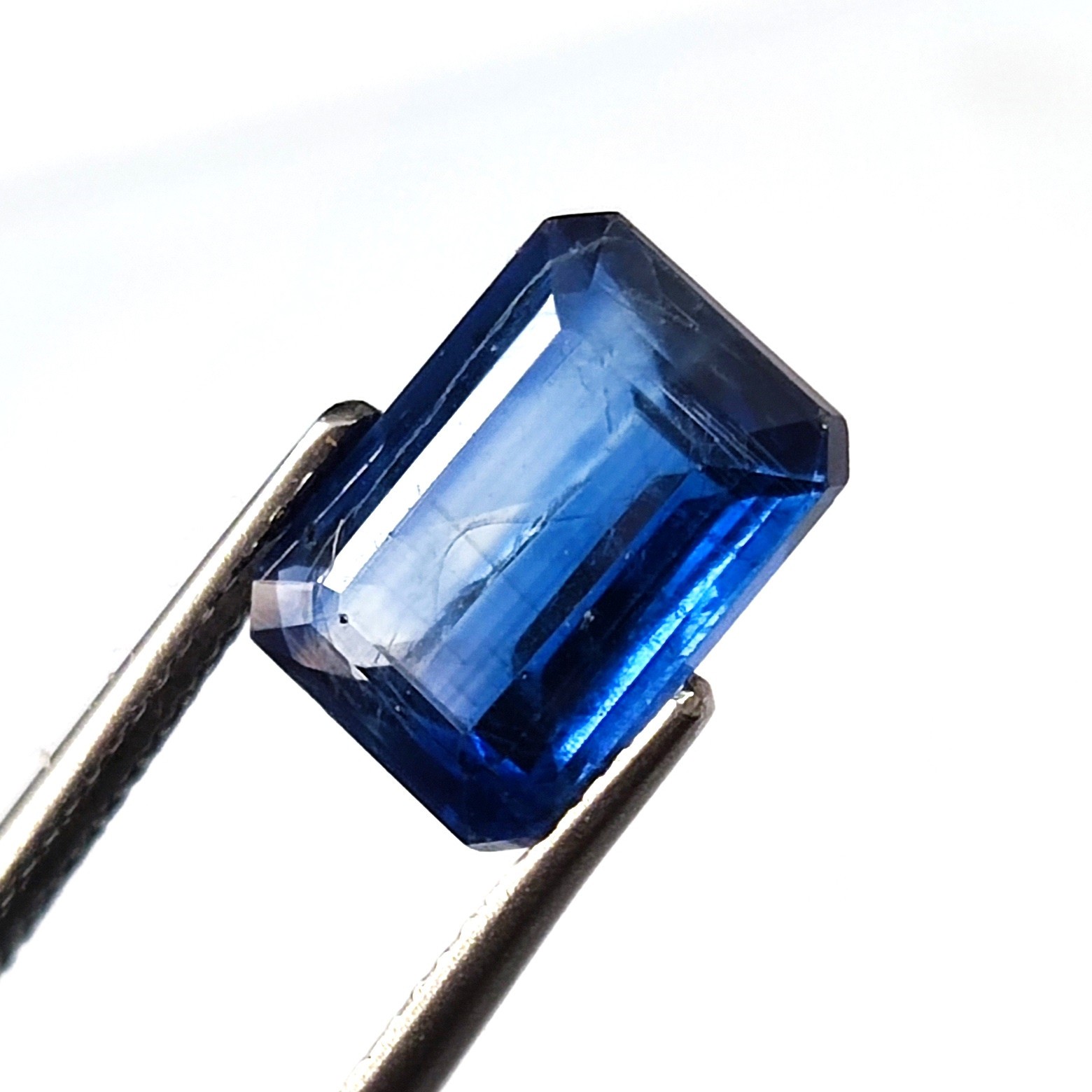 DARK BLUE KYANITE EMERALD CUT FACETED LOOSE GEMSTONE NATURAL UNTREATED 3.85 CTS