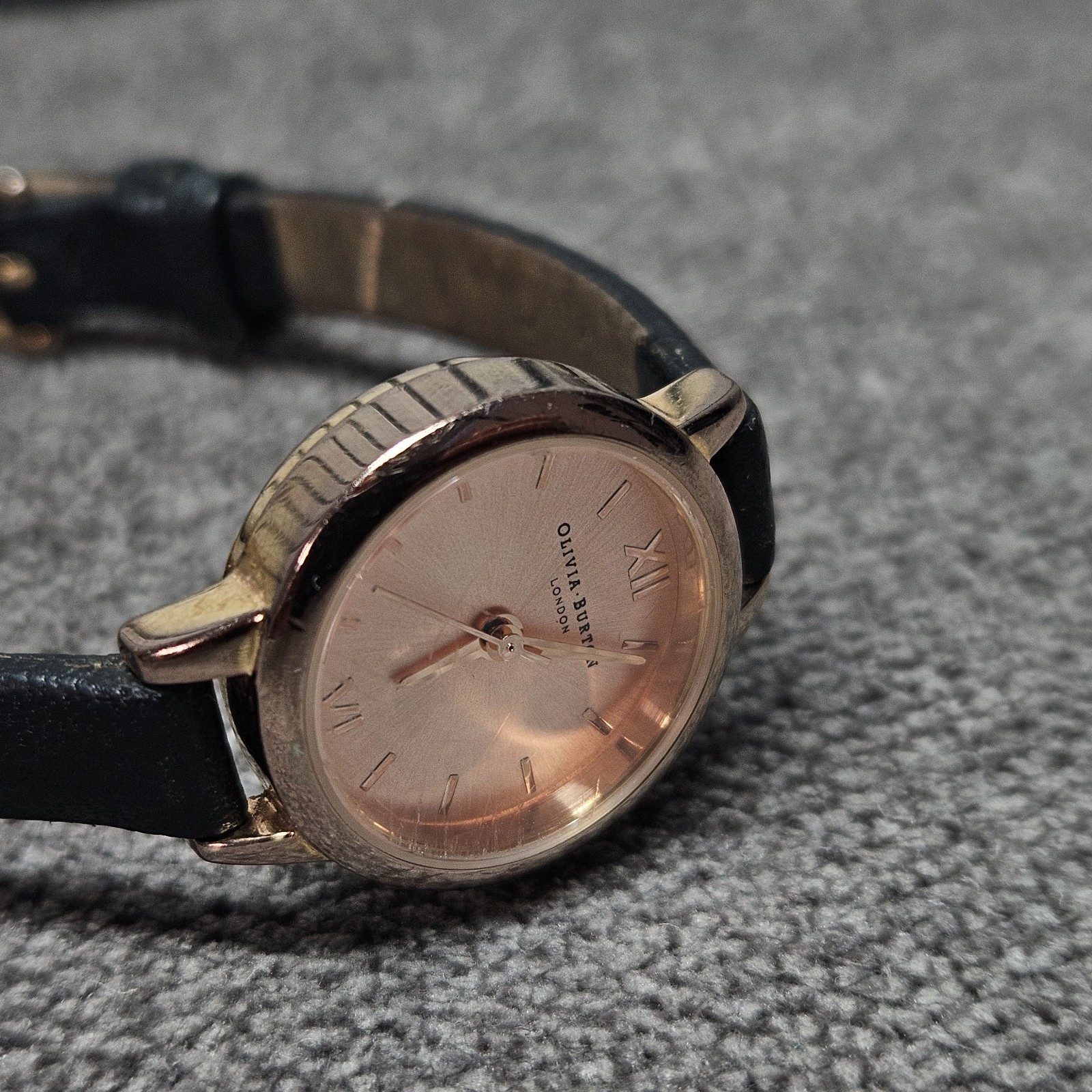 OLIVIA BURTON OB14MC31 Ladies Rose Gold Quartz Watch Black – Used / New Battery
