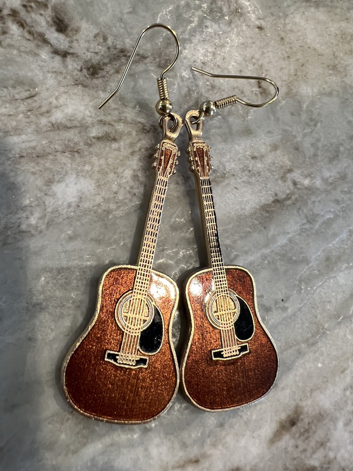 Future Primitive Cloisonne Martin Acoustic Guitar Earrings Rare!