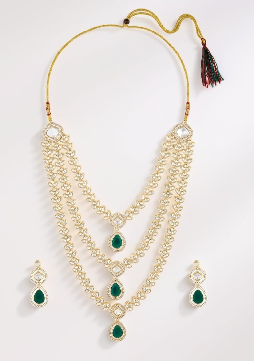 Indian bollywood gold plated created pearl and beads necklace set for women/girl