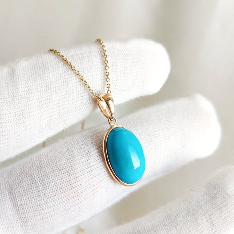 Gold Plated Sleeping Beauty Turquoise Pendant, Turquoise Sterling Silver Pendant
