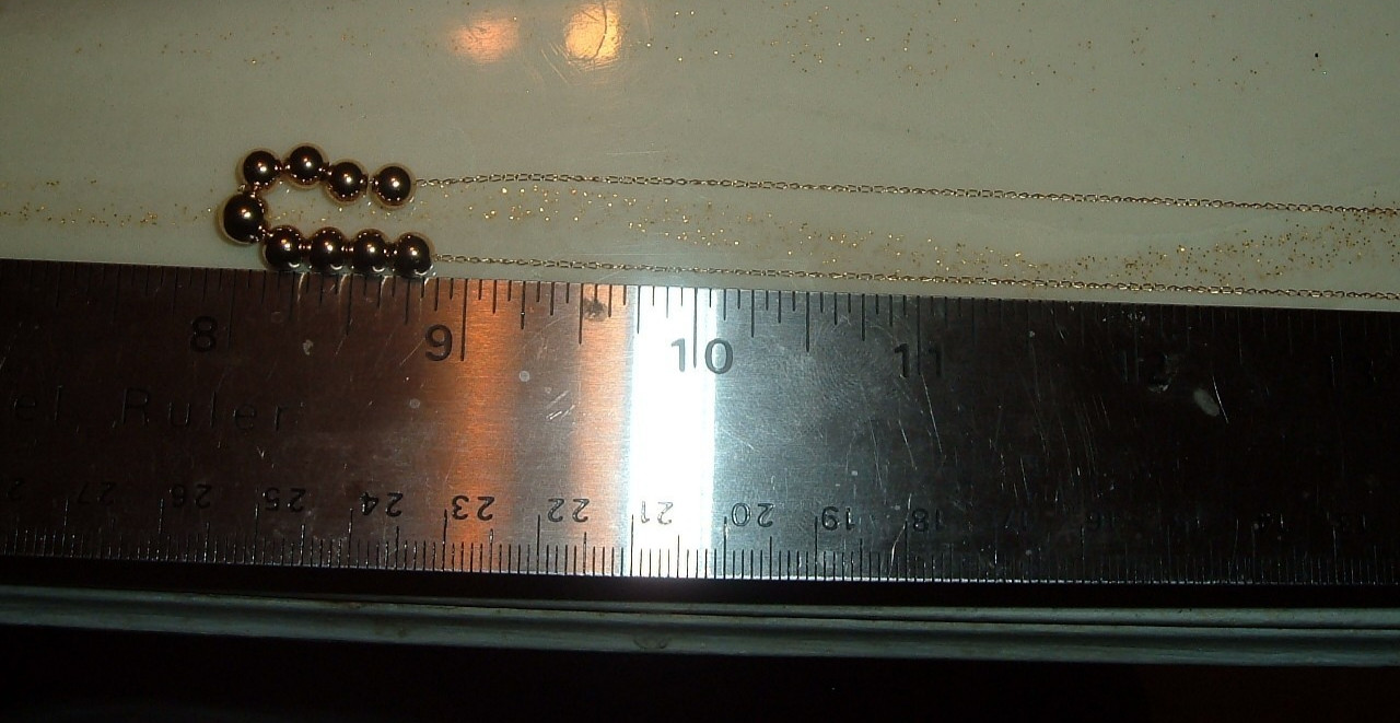 14K Yellow Gold Dainty 9 Ball 5MM & 6MM Center Bead Chain 16 INCH Necklace 1.9g