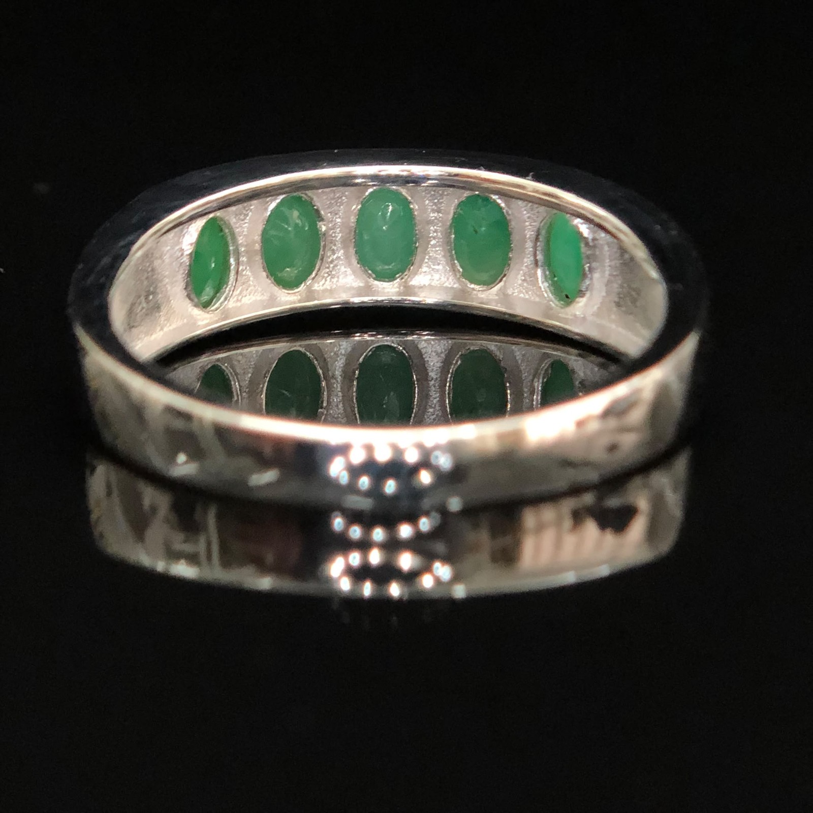 Natural Emerald Gemstone 925 Sterling Silver Ring Oval Top Rich Green 10
