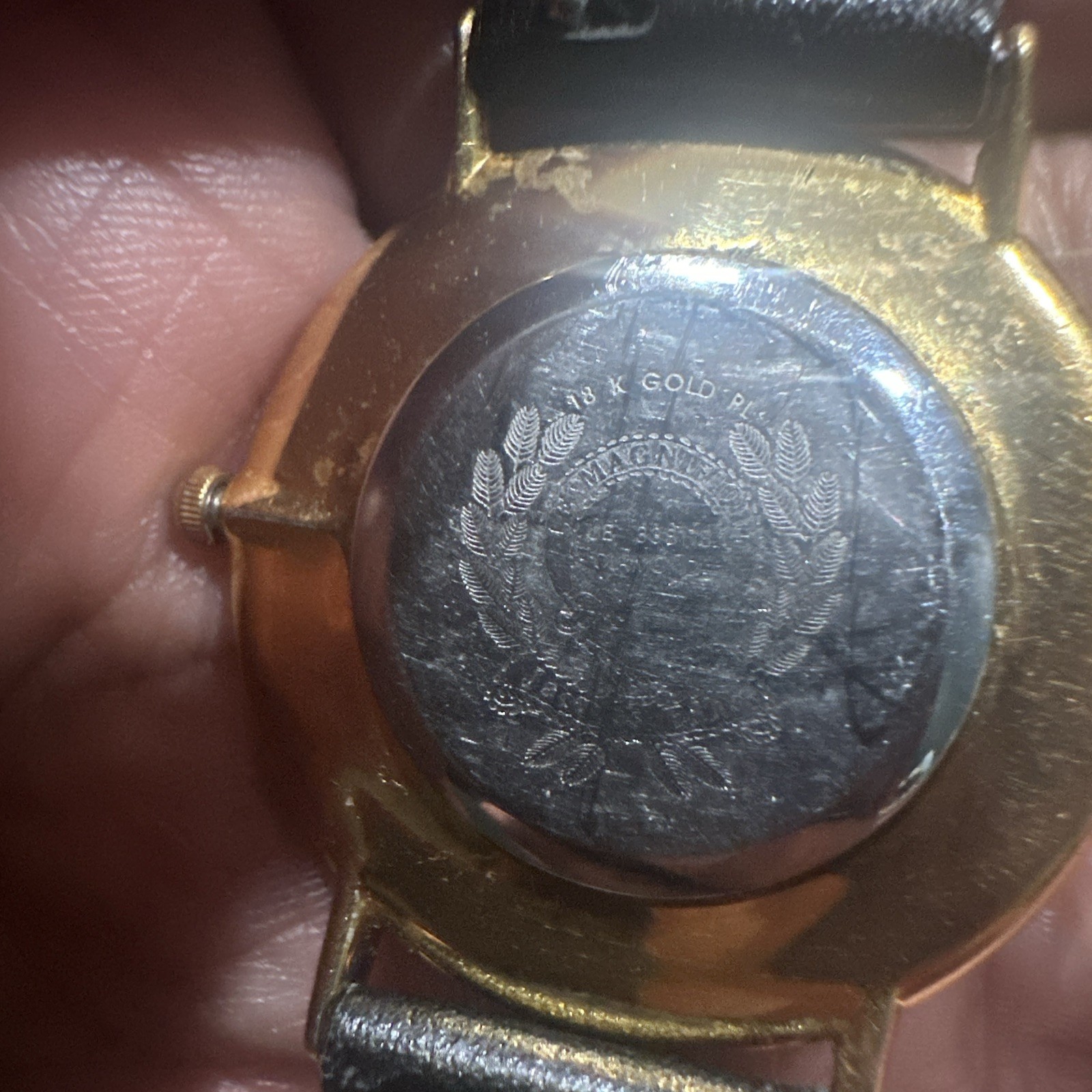 Works Jacques Edho Paris Diamond Quartz Mens watch 18K Gold Plate Black Leather