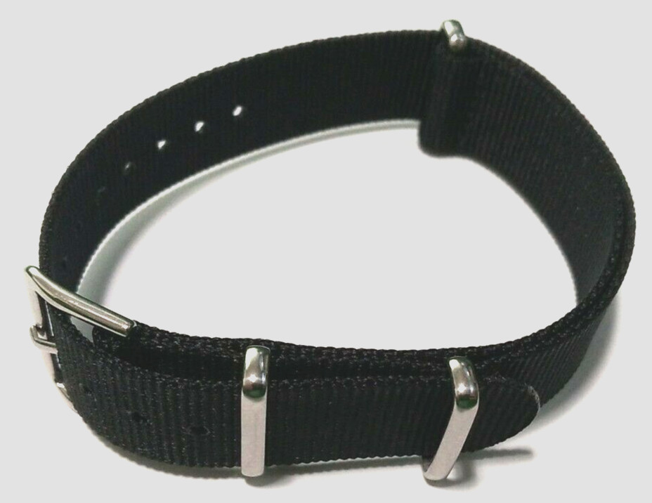 11.5″ LONG Fits any 18mm Black Nylon Simple & EZ Pass Thru Watch Band One Piece