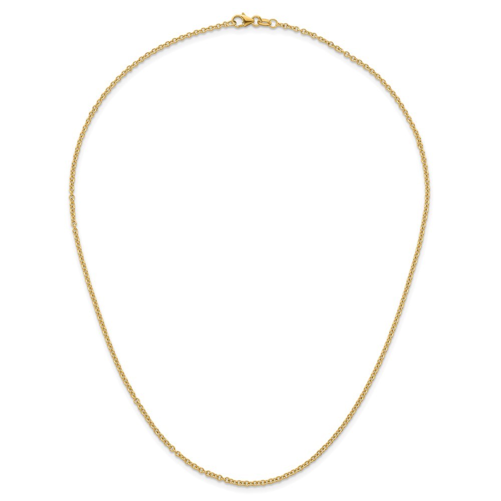 14k Yellow Gold Polished 2.0mm Solid Cable Chain Necklace 18″