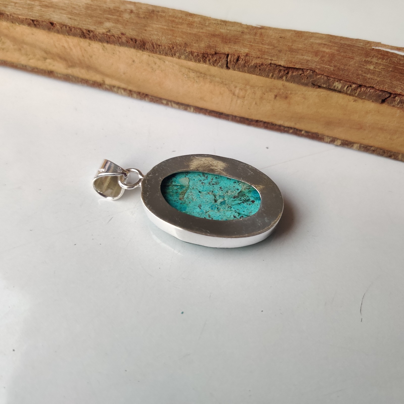 Nice Blue Turquoise Gemstone Pendant 925 Sterling Silver Handmade Pendant BT821