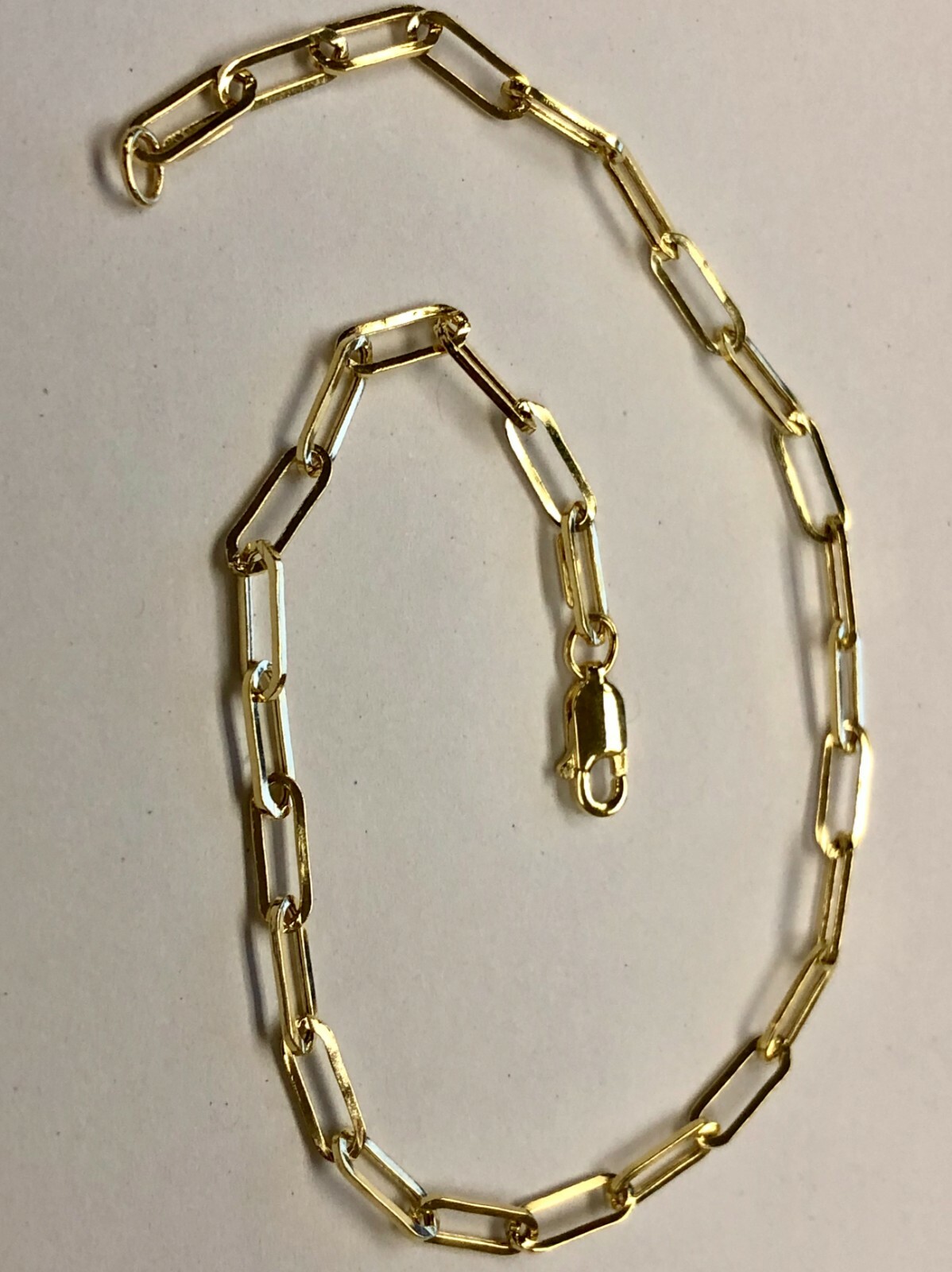 14k Yellow Gold Lite PAPERCLIP Cable Link Chain Necklace 20 Inch 3.7 Grams 3.5MM