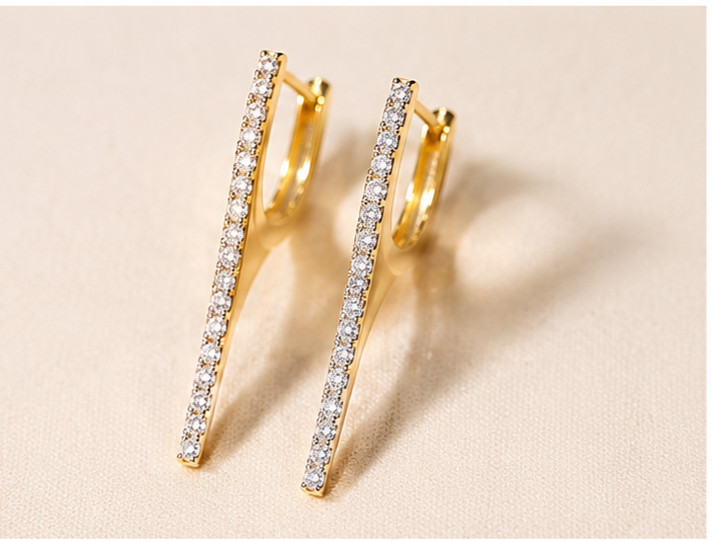 2Ct Moissanite Dangle Hoop Earrings VVS1-D Excellent Cut 14K Yellow Gold Plated
