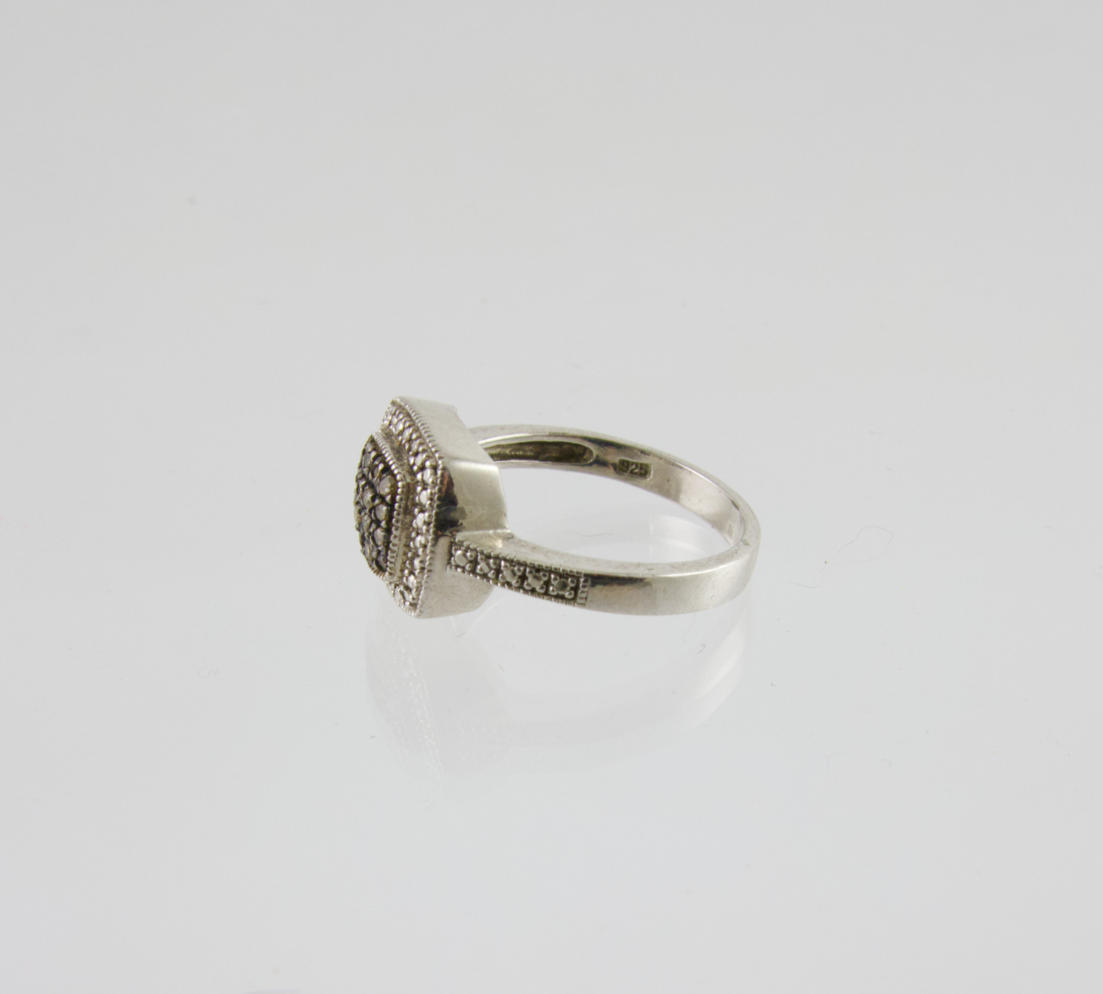 FAS Marcasite & Cubic Zirconia .925 Sterling Ring Size 10