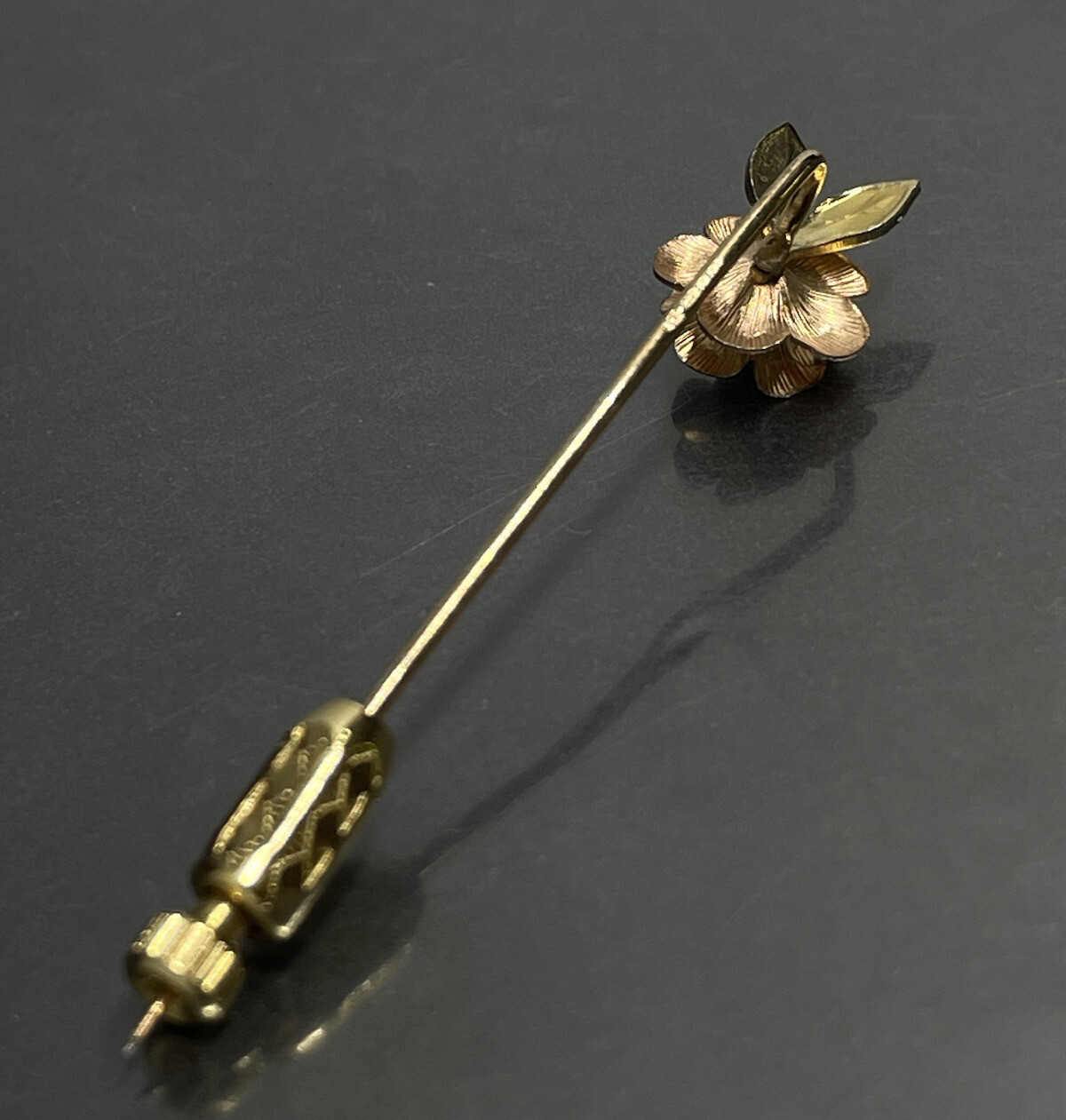 Vintage Krementz Stick Pin Flower 14k Yellow And Rose Gold Plated 2.3in Signed✨