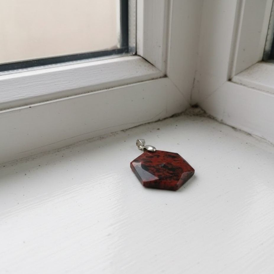 Mahogany Obsidian Hexagon Pendant | Handmade Certified Gemstone Necklace