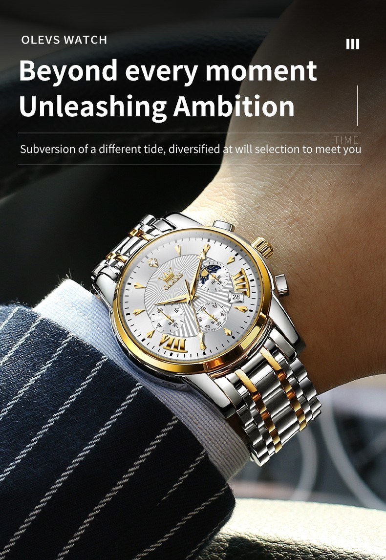 OLEVS 2892 Luminous Multifunctional Male Gift Top Quality Casual Quartz Watch