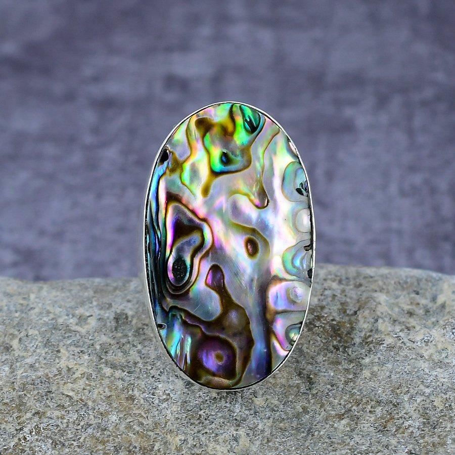 Abalone Shell Gemstone Handmade Jewelry 925 Sterling Silver Ring All Size