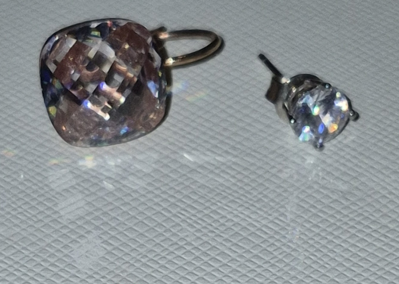 Silver Tone Mismatched Leverback Cushion Drop & Stud Earrings, Clear Crystal